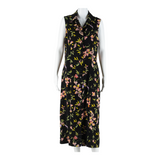 STUDIO I Womens Shirt Dress Black Floral Sleeveless Midi M
