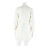 ZARA Belted Womens Day Dress White Long Sleeve Short S