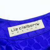 LIZ CLAIRBORN Womens Day Dress Blue Silk Spotted Long Sleeve Midi S