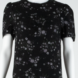 Womens Day Dress Black Floral Short Sleeve Long M