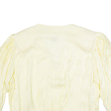 Womens Printed Blouse Yellow V-Neck 3/4 Sleeve 90s Viscose Paisley L