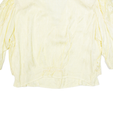 Womens Printed Blouse Yellow V-Neck 3/4 Sleeve 90s Viscose Paisley L