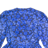 SPORTING DRESS Womens Printed Blouse Blue V-Neck Puff Sleeve Floral UK 14