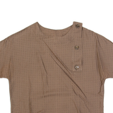 Womens Cropped Blouse Brown Spotted M