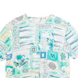 Womens Printed Blouse Blue Viscose Crazy Pattern L