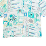 Womens Printed Blouse Blue Viscose Crazy Pattern L