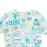 Womens Printed Blouse Blue Viscose Crazy Pattern L