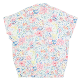 Womens Printed Blouse Pink Collared Floral L