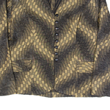 Womens Blouse Brown V-Neck Long Sleeve Crazy Pattern M