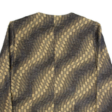 Womens Blouse Brown V-Neck Long Sleeve Crazy Pattern M