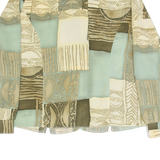 Womens Printed Blouse Green V-Neck Long Sleeve Crazy Pattern XL