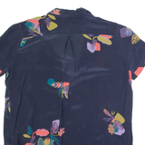 Womens Printed Blouse Purple V-Neck Floral M