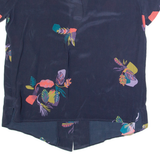 Womens Printed Blouse Purple V-Neck Floral M