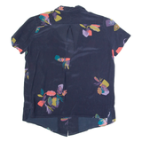 Womens Printed Blouse Purple V-Neck Floral M