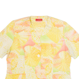 DEVERNOIS Womens Printed Blouse Yellow V-Neck Crazy Pattern XL