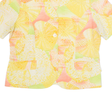 DEVERNOIS Womens Printed Blouse Yellow V-Neck Crazy Pattern XL