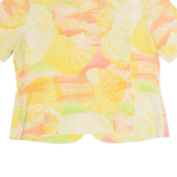 DEVERNOIS Womens Printed Blouse Yellow V-Neck Crazy Pattern XL