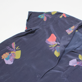 Womens Printed Blouse Purple V-Neck Floral M