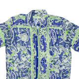 See Through Mens Shirt Green Crazy Pattern L