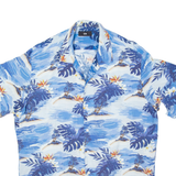 C AND A Mens Hawaiian Shirt Blue Floral M
