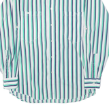 SIMON JERSEY Mens Shirt Green Striped Long Sleeve L