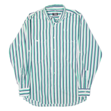 SIMON JERSEY Mens Shirt Green Striped Long Sleeve L