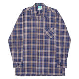 Mens Shirt Blue Plaid Long Sleeve XL