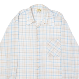 Mens Shirt White Viscose Plaid Long Sleeve M