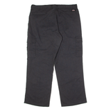 DICKIES Workwear Cargo Mens Twill Trousers Black Regular Wide-Leg W38 L30