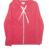 TOMMY JEANS Mens Red Hoodie Full Zip S