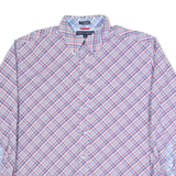 TOMMY HILFIGER Mens Shirt Blue Plaid Long Sleeve L