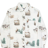 CHAPS Outdoor Scenic Mens Shirt White Crazy Pattern Long Sleeve S