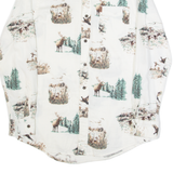 CHAPS Outdoor Scenic Mens Shirt White Crazy Pattern Long Sleeve S