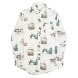 CHAPS Outdoor Scenic Mens Shirt White Crazy Pattern Long Sleeve S