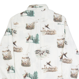 CHAPS Outdoor Scenic Mens Shirt White Crazy Pattern Long Sleeve S