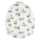 CHAPS Outdoor Scenic Mens Shirt White Crazy Pattern Long Sleeve S