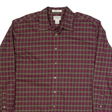 LL BEAN Mens Shirt Maroon Plaid Long Sleeve XL