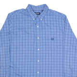 CHAPS Mens Shirt Blue Check Long Sleeve XL