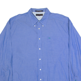 TOMMY HILFIGER Mens Plain Shirt Blue Long Sleeve 2XL