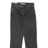 LEVI'S 724 High Rise Crop BIG E Womens Jeans Black Regular Straight W26 L25