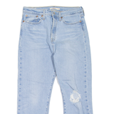 LEVI'S Wedgie BIG E Distressed Womens Jeans Blue Straight Stone Wash W29 L26
