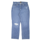 LEE Distressed Womens Jeans Blue Regular Straight W31 L28
