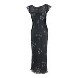 WHISTLES Star Design Womens Maxi Dress Grey Viscose Sleeveless Long UK 8