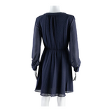 WHISTLES Womens Skater Dress Blue Silk Polka Dot Long Sleeve Knee Length UK 8
