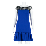 COAST Frill Womens Fit & Flare Dress Blue Sleeveless Knee Length UK 6