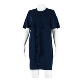 WHISTLES Frill Womens Shift Dress Blue Short Sleeve Knee Length UK 10