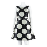 COAST Womens Skater Dress Black Polka Dot Sleeveless Knee Length UK 8