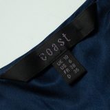 COAST Womens Fit & Flare Dress Blue Silk Short Sleeve Midi UK 10