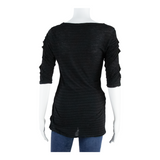 WHISTLES Womens Printed Top Black 3/4 Sleeve Striped S