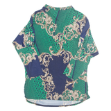 Womens Printed Blouse Green High Neck 3/4 Sleeve Geometric L